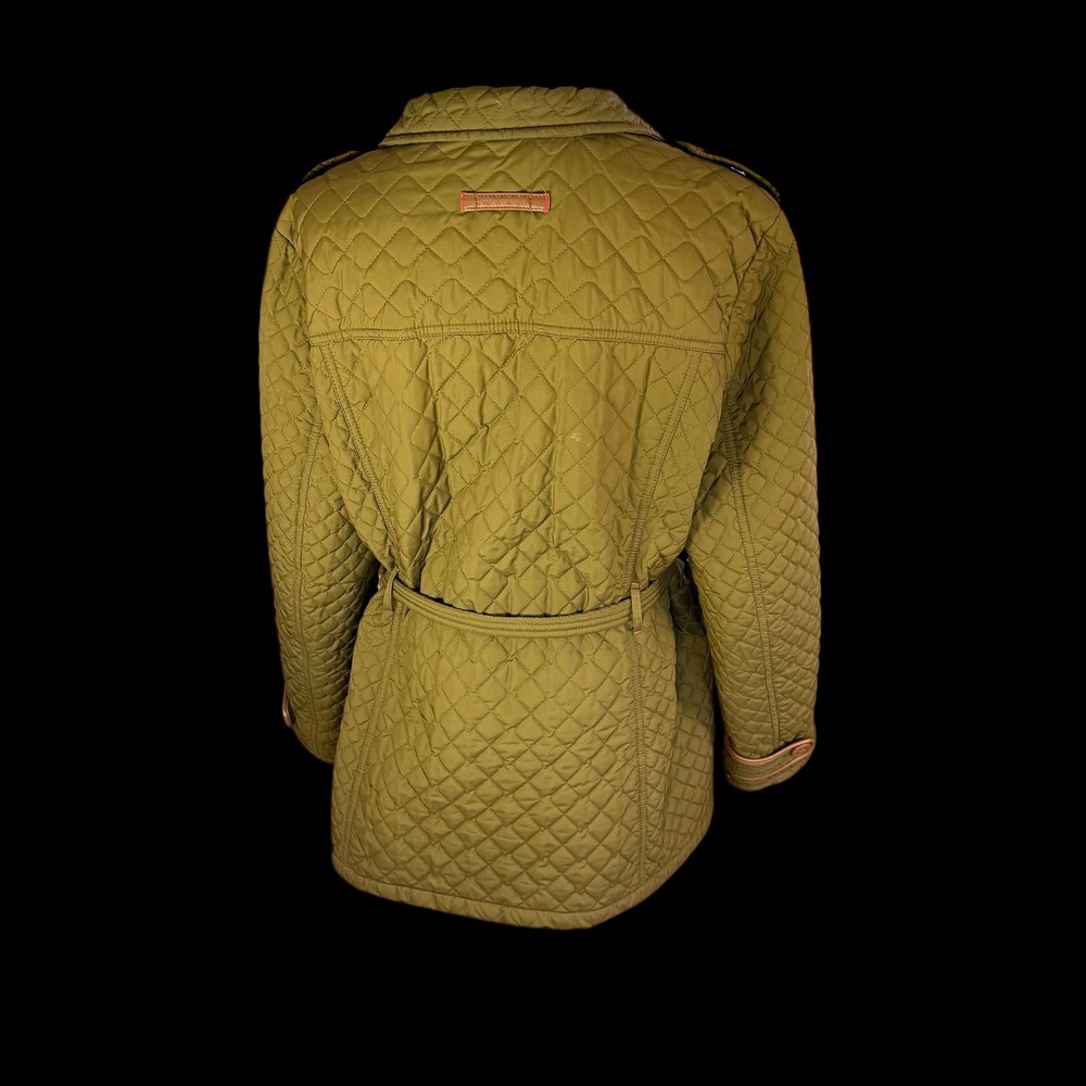 Lands‎ End Quilted Barn/Chore Jacket Women's Olive Green Floral Lined